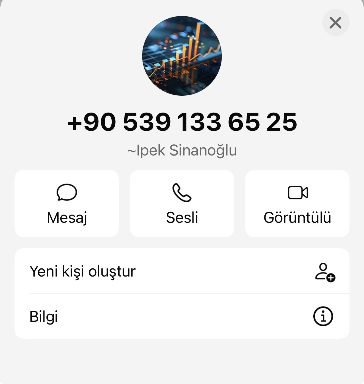 İpek Sinanoğlu telefon numarası +90 539 133 65 25