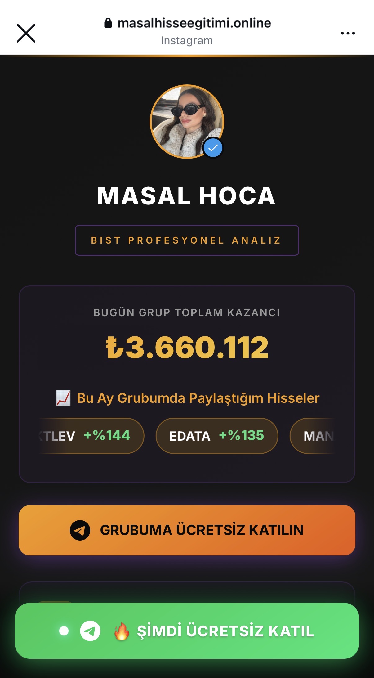 Masal Hoca BIST Profesyonel Analiz web sitesi - Sahte kazanç gösterimi