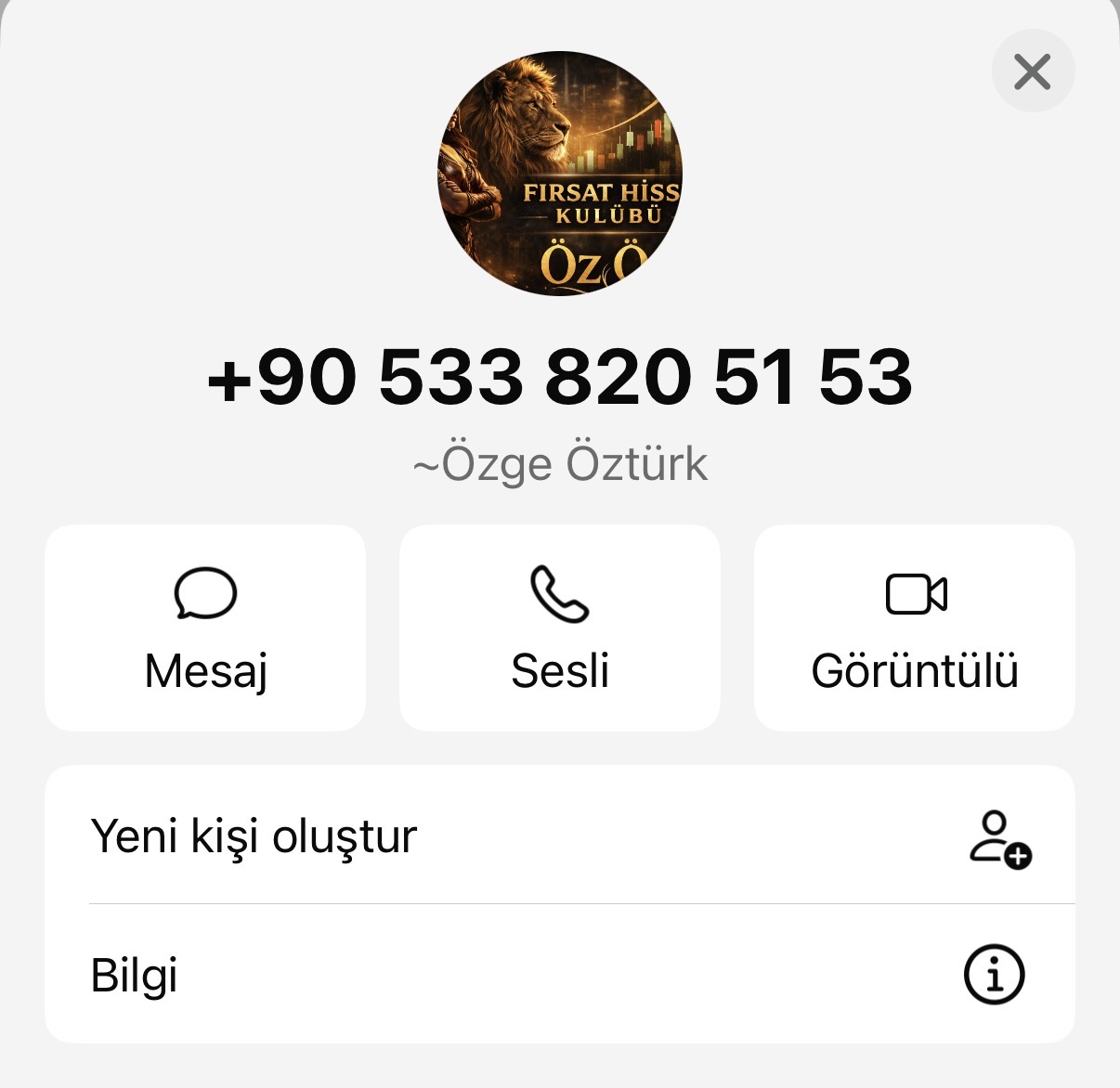 Özge Öztürk telefon numarası