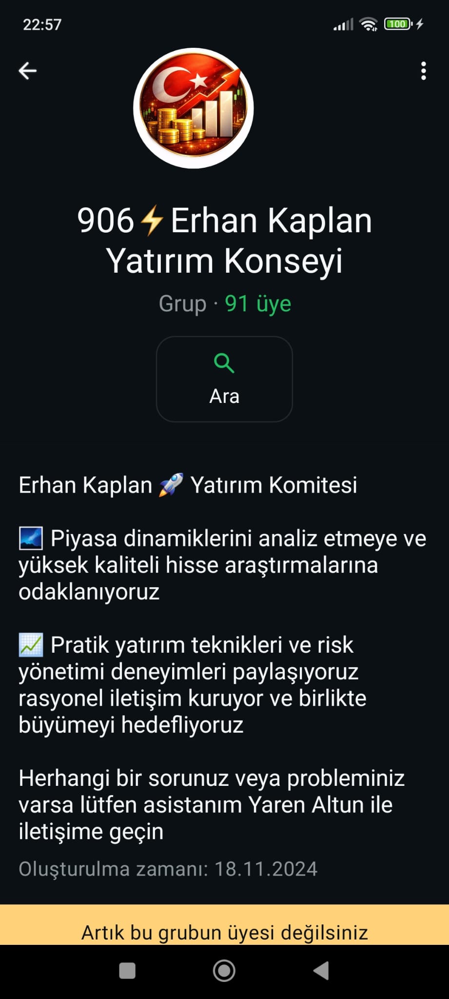 906 Erhan Kaplan Yatırım Konseyi WhatsApp grubu
