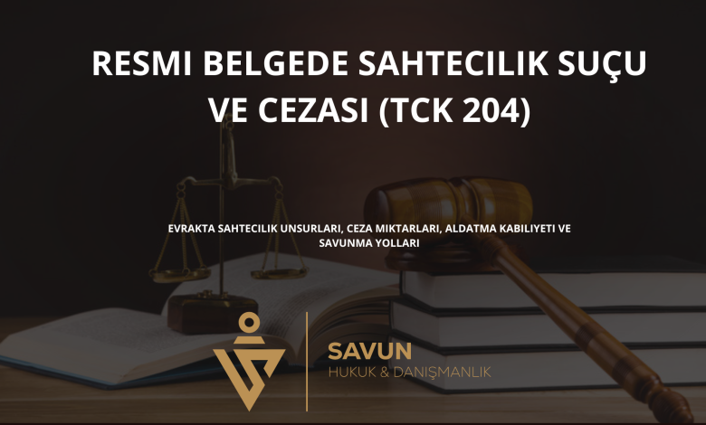 resmi belgede sahtecilik sucu tck 204 | Savun Hukuk Danışmanlık