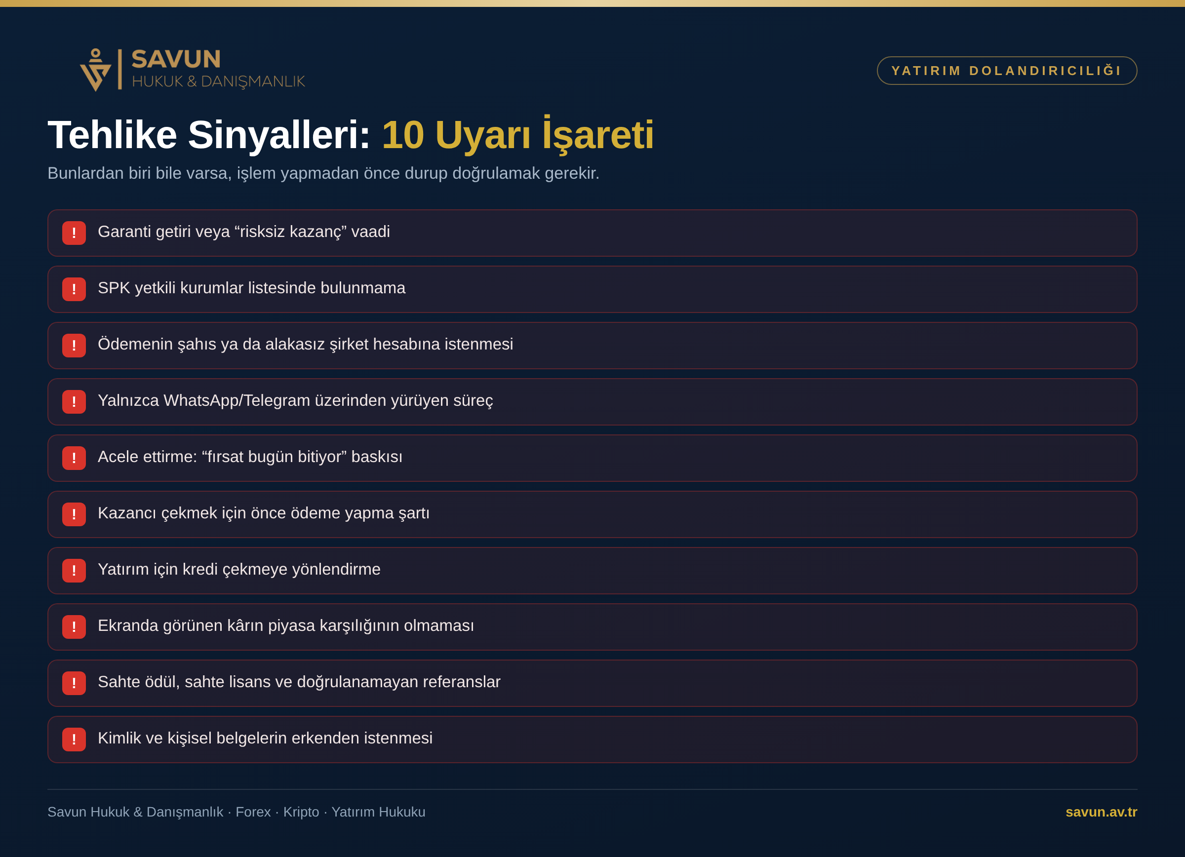 Yatırım ve Finans Dolandırıcılığı ve Çözümü 4 Yatırım Dolandırıcılığında 10 Uyarı İşareti